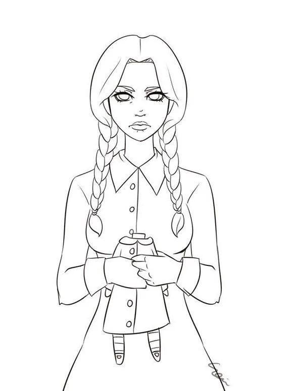 Wednesday Addams Coloring Pages 1