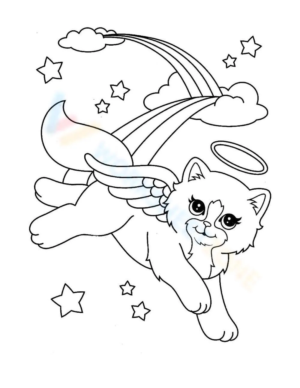 Winged Cat Coloring Pages 10