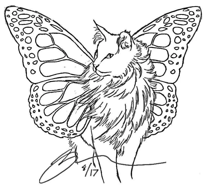 Winged Cat Coloring Pages 11