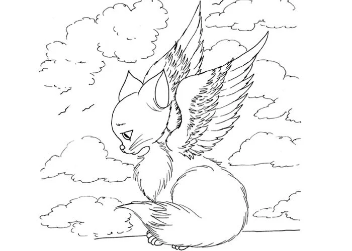 Winged Cat Coloring Pages 18