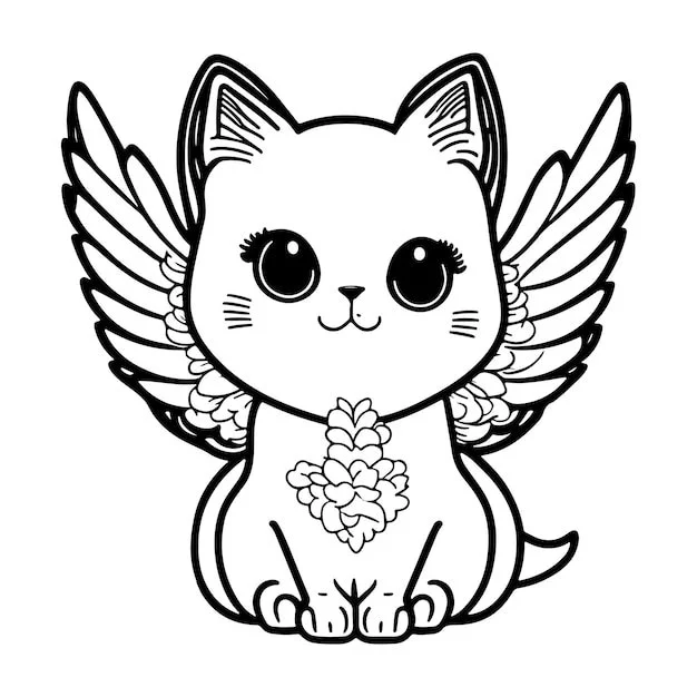 Winged Cat Coloring Pages 5