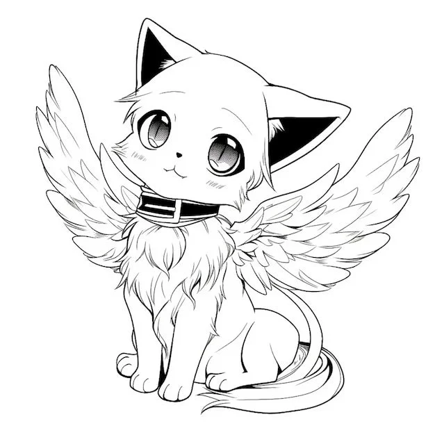Winged Cat Coloring Pages 8