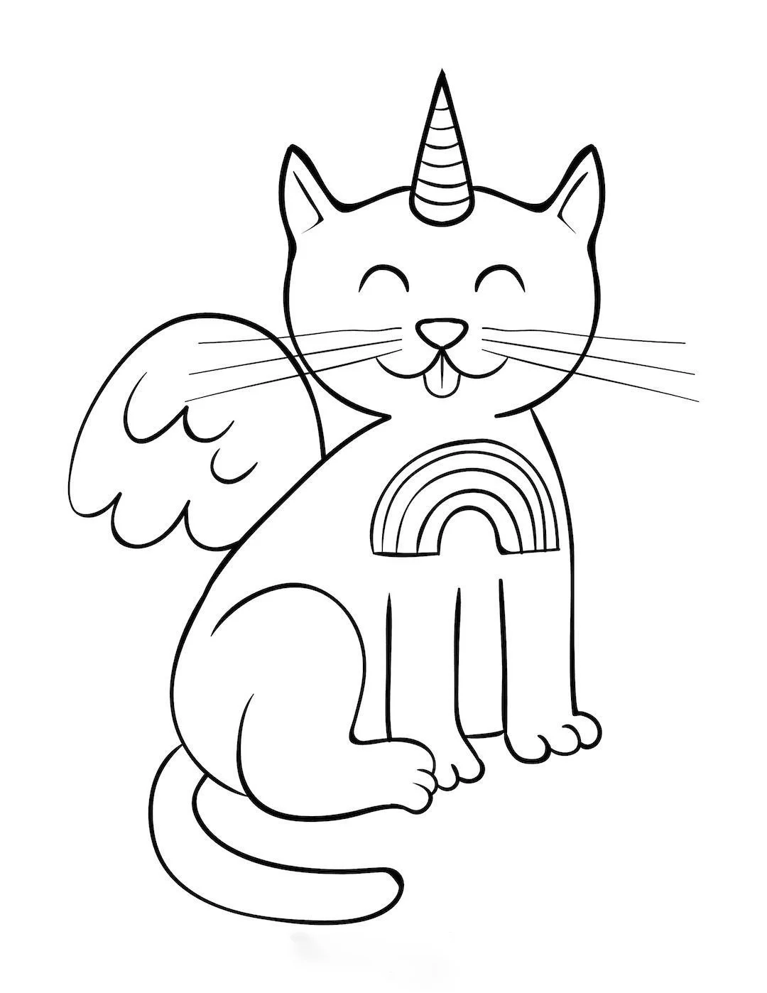 Winged Cat Coloring Pages 9