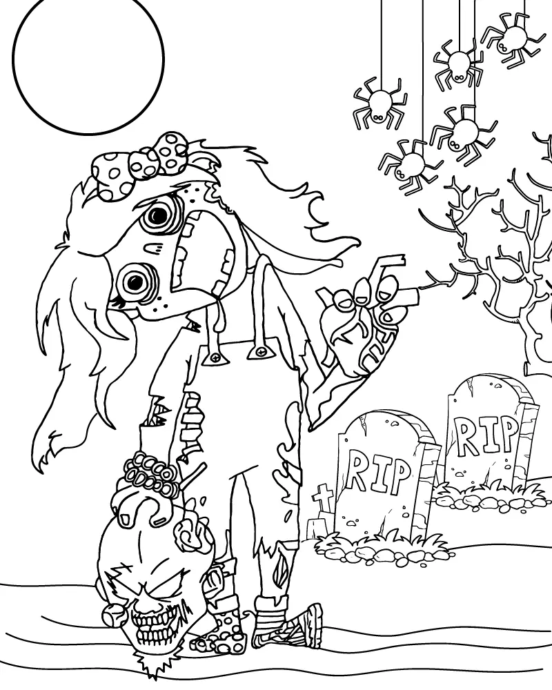 Zombie Mädchen Ausmalbilder 1