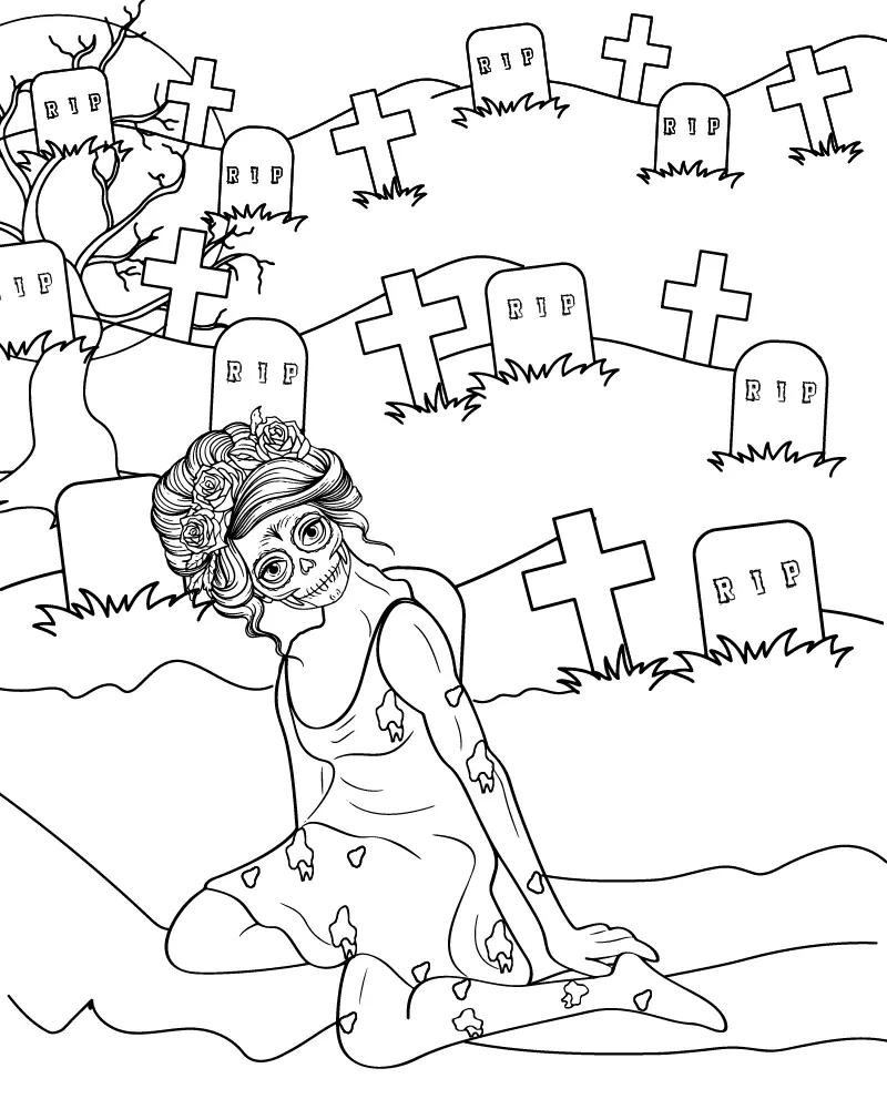 Zombie Mädchen Ausmalbilder 13