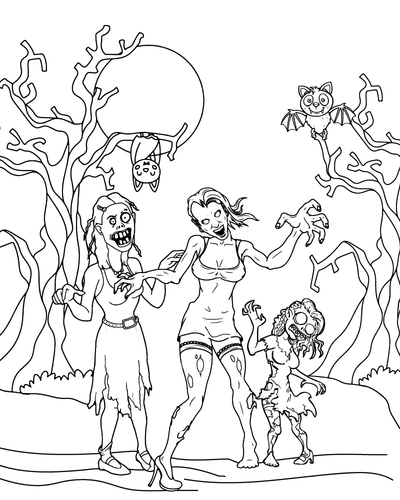Zombie Mädchen Ausmalbilder 15