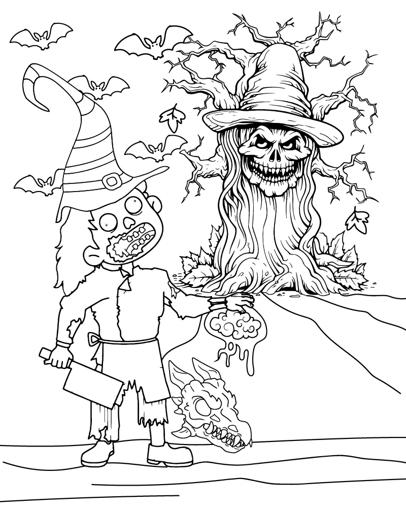 Zombie Mädchen Ausmalbilder 5
