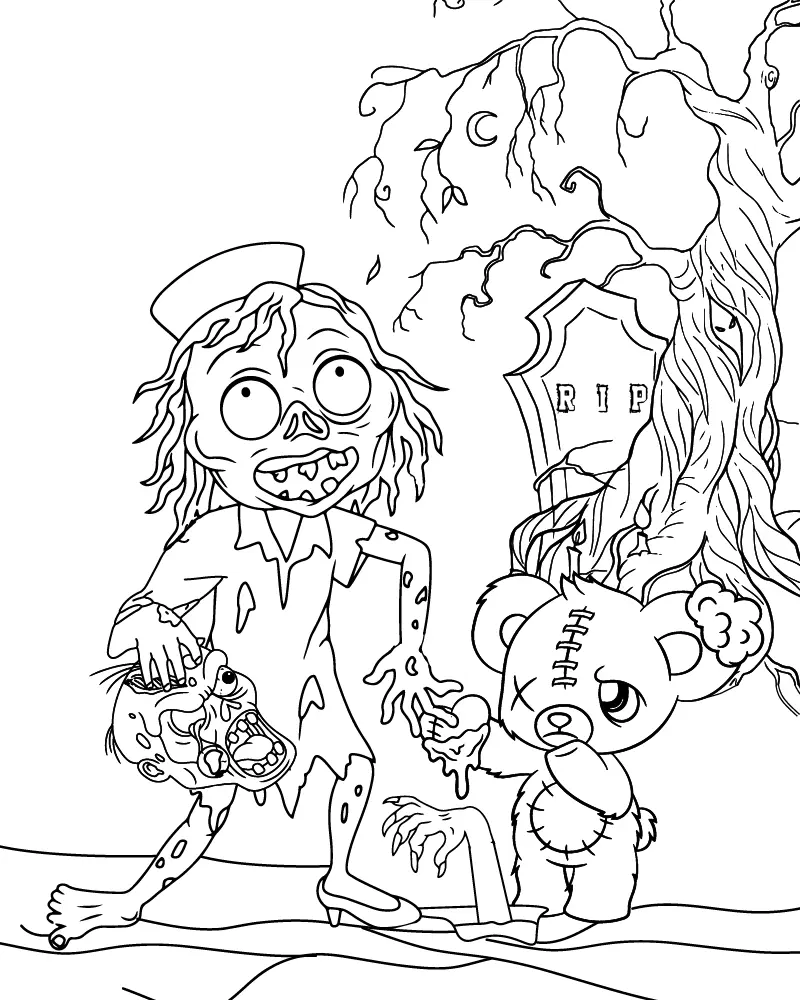 Zombie Mädchen Ausmalbilder 6