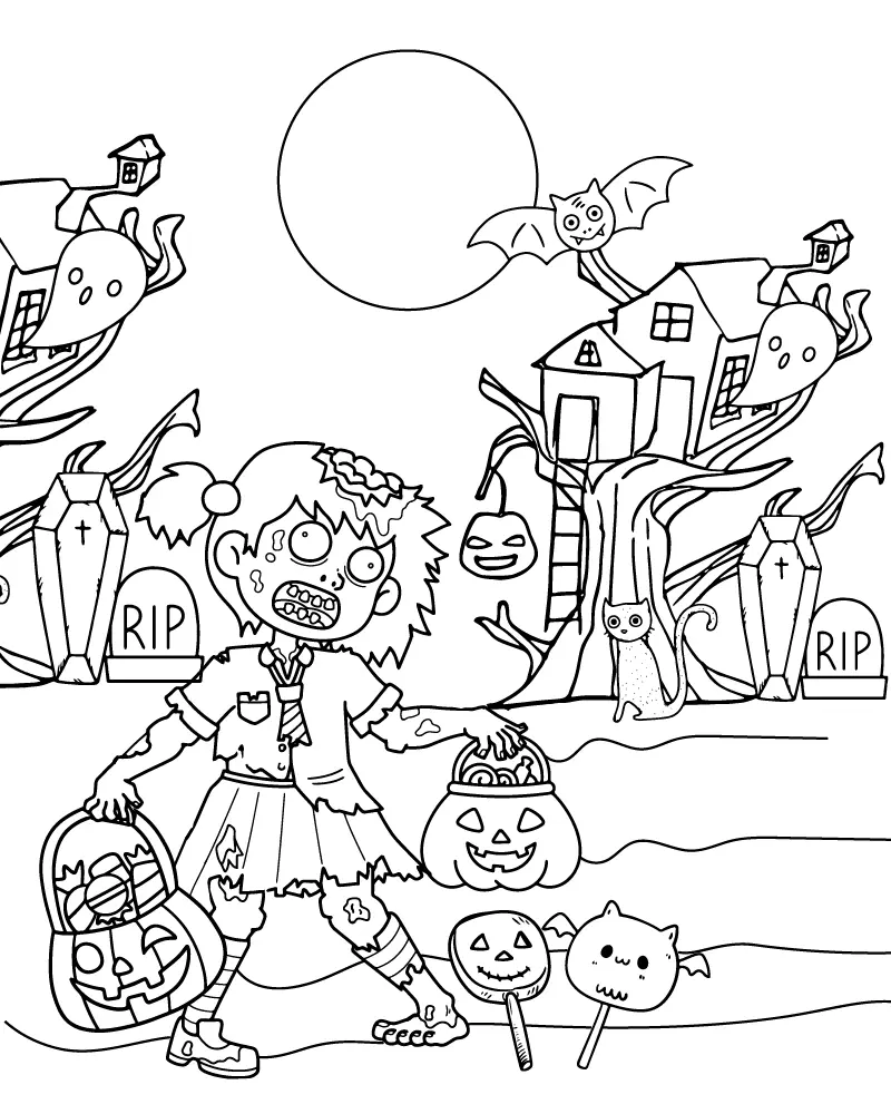 Zombie Mädchen Ausmalbilder 7